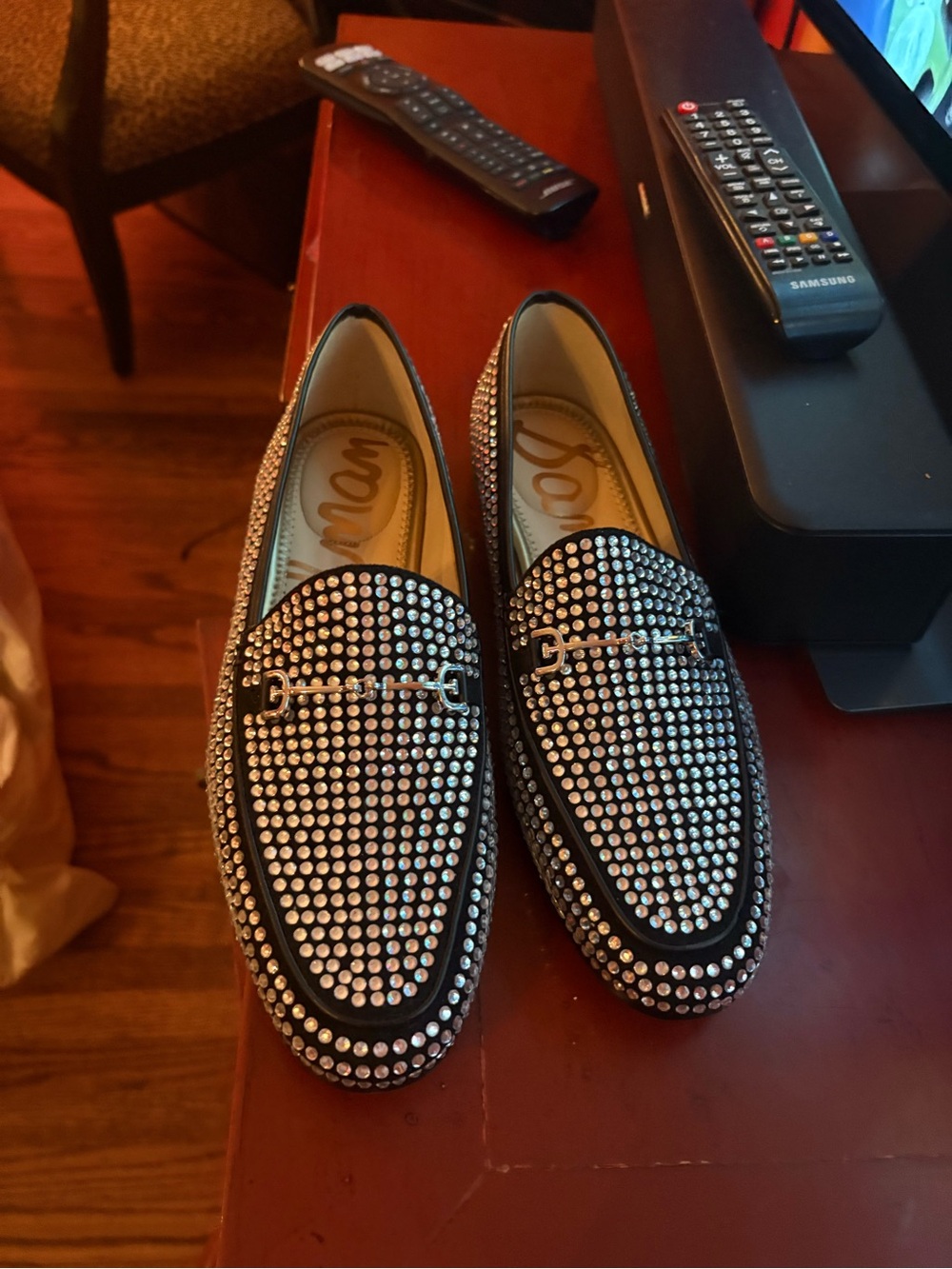 Sam Edelman Loraine Glitz Black Crystal-Studded horse- Bit Loafers size 9 - Picture 7 of 8